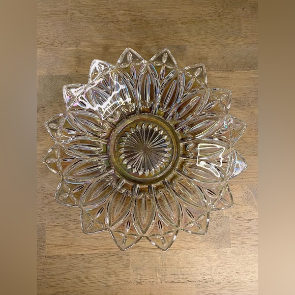 Vintage FEDERAL CARNIVAL IRIDESCENT GLASS BOWL 10 inch Petal Pattern MCM Retro - Picture 2 of 6